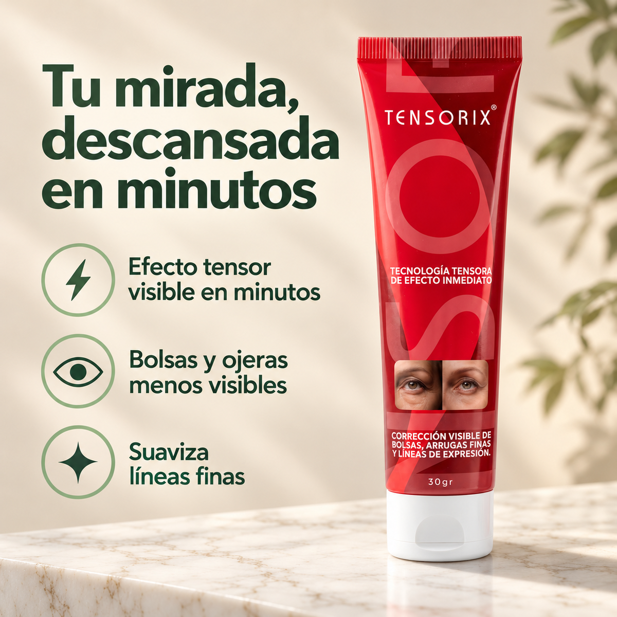 Aplicación de Tensorix en el contorno de ojos